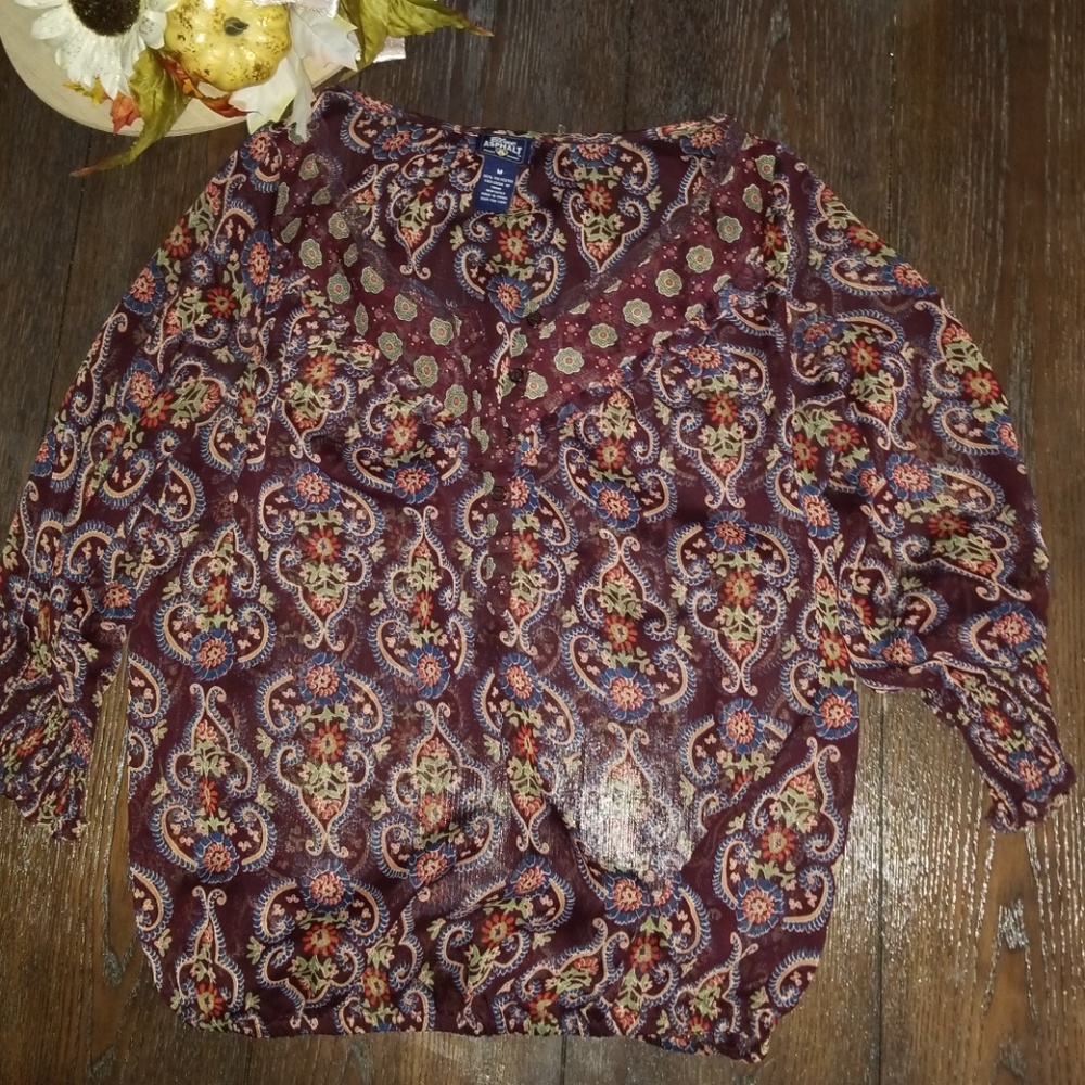 Blue Asphalt sheer blouse